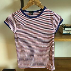 Blue and red striped tee